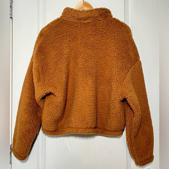 NWOT No Boundaries Brown Sherpa Quarter Zip Pullover Sweater L Teddy Cabincore - Picture 6 of 16